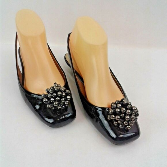 Liz Claiborne Womens Black 1.25" Heel Slingback Loafers w/Bead Clusters Size 8M - Picture 3 of 7